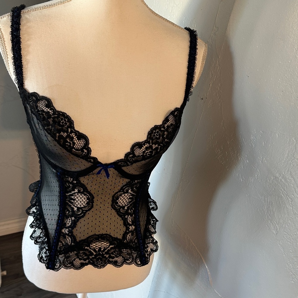 Vintage Jezebel René of Hollywood Sheer Pin-Up Bustier Lingerie Top — RN 17493 - Picture 9 of 13